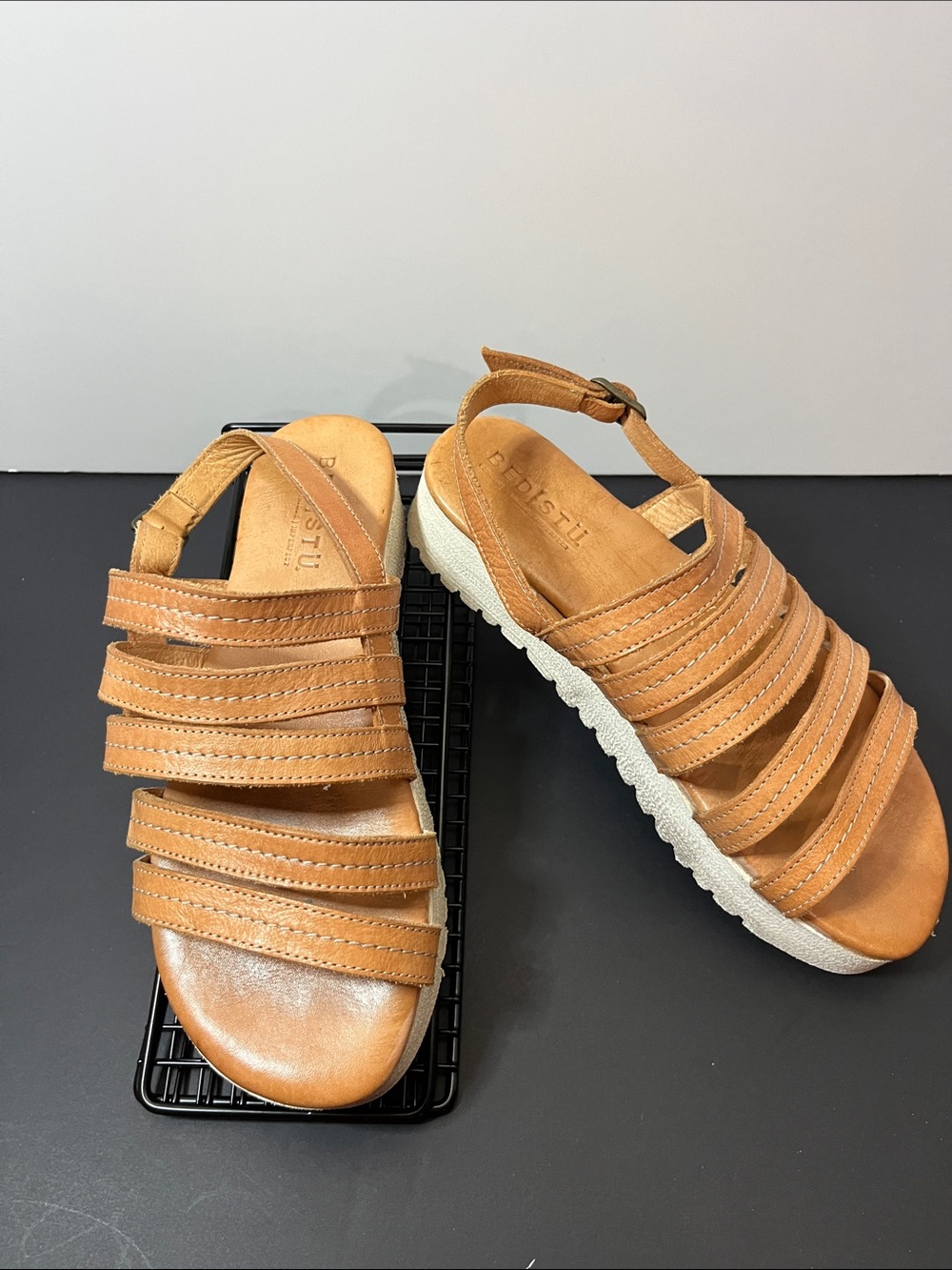 BED|STU Tan Leather Strappy Slingback Sandals - Size 9
